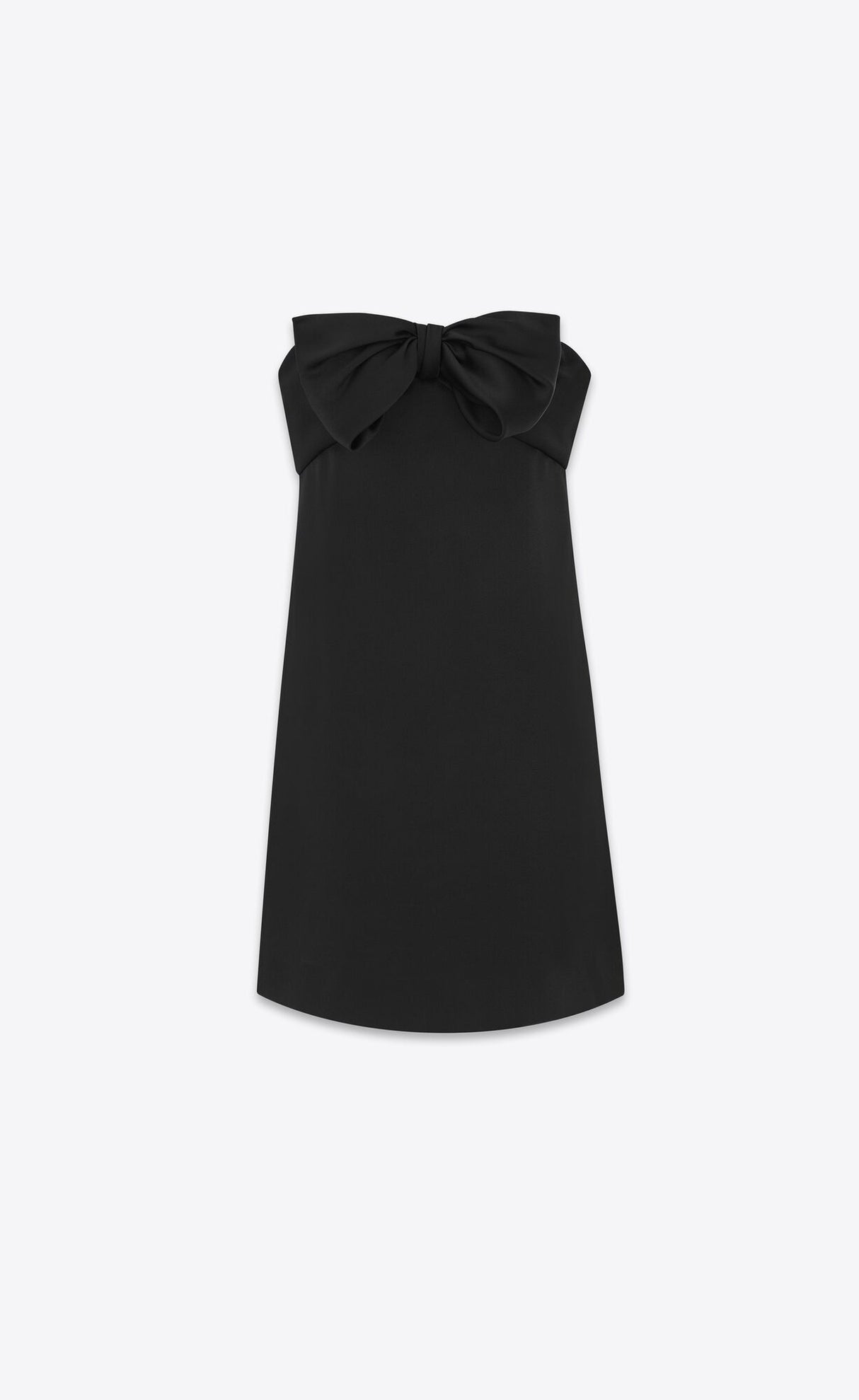 SAINT LAURENT Black Crepe Dress with Off-The-Shoulder Neckline and Decorative Bow