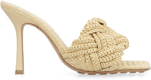 BOTTEGA VENETA Woven Raffia Square Toe Flat Sandals for Women