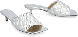 BOTTEGA VENETA Quilted Metallic Leather Sandals for Women