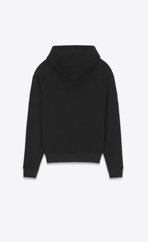 SAINT LAURENT Laced Hoodie for Men - FW23 Noir Cotton Sweatshirt