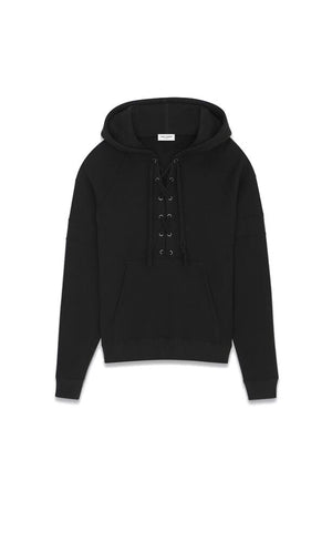 Áo Hoodie Dây Gài Đen Cho Nam - Bộ Sưu Tập FW23