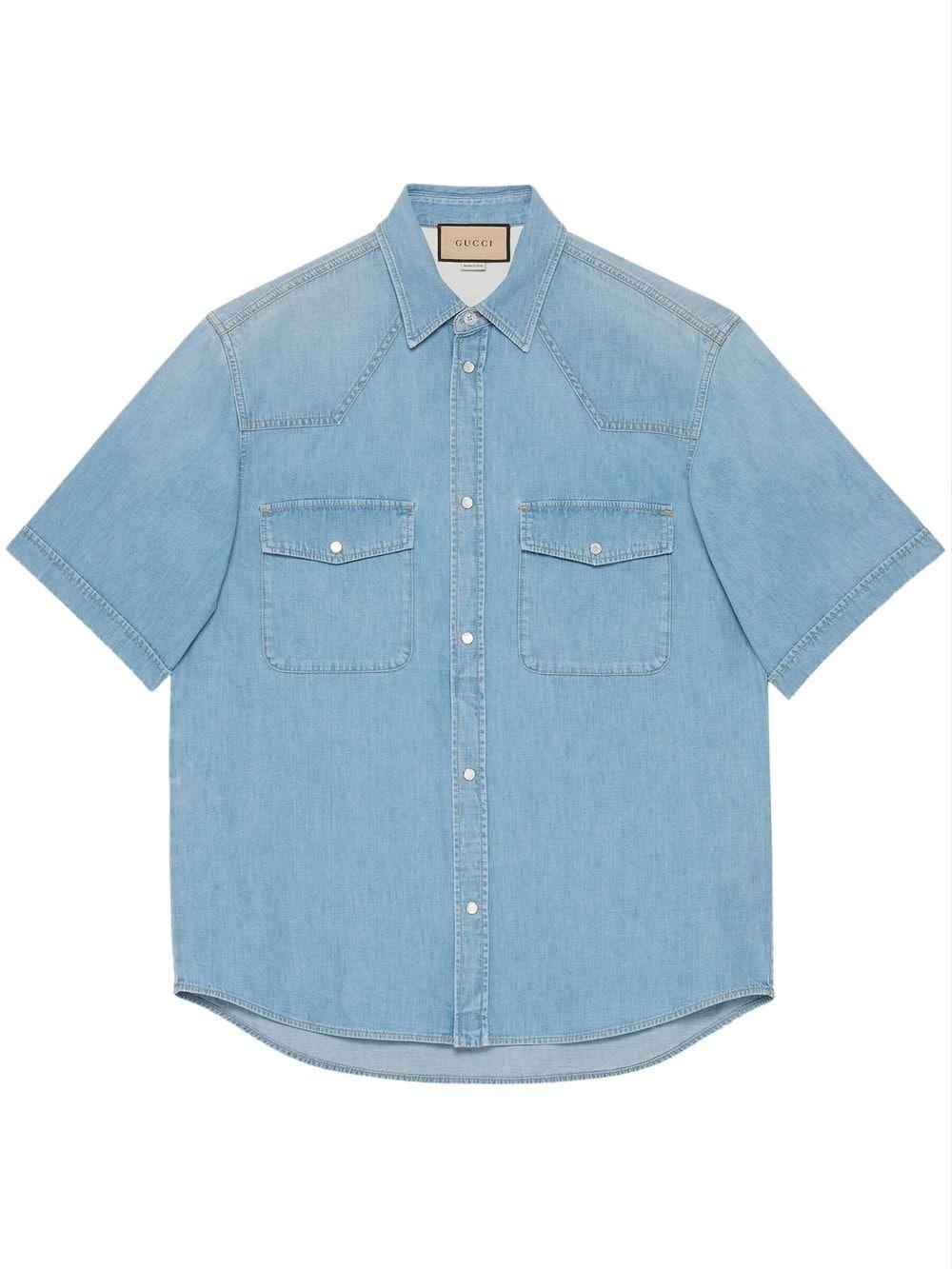 GUCCI Timeless Elegance: Classic Blue Denim Shirt for Men