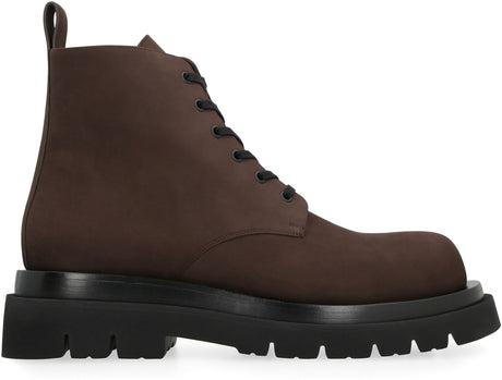 BOTTEGA VENETA Lace-Up Ankle Boots for Men - FW23 Brown Suede Boot with Platform Height 5.5cm