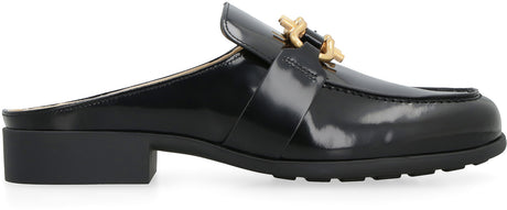 BOTTEGA VENETA Men's Black Glossy Leather Open-Back Loafers for SS23