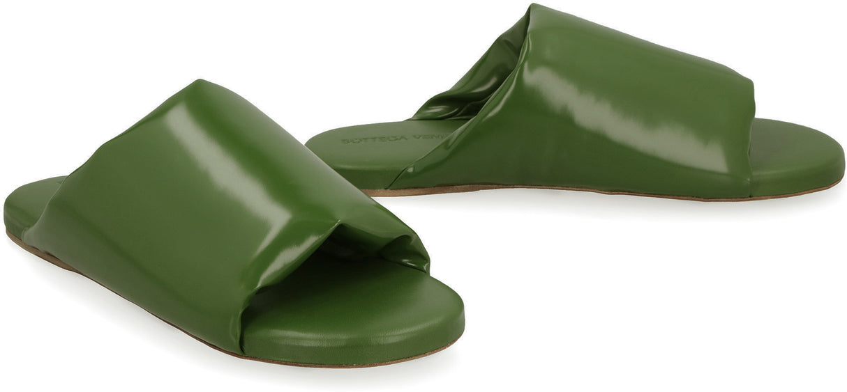 BOTTEGA VENETA Men's Green Padded Leather Sandals for SS23