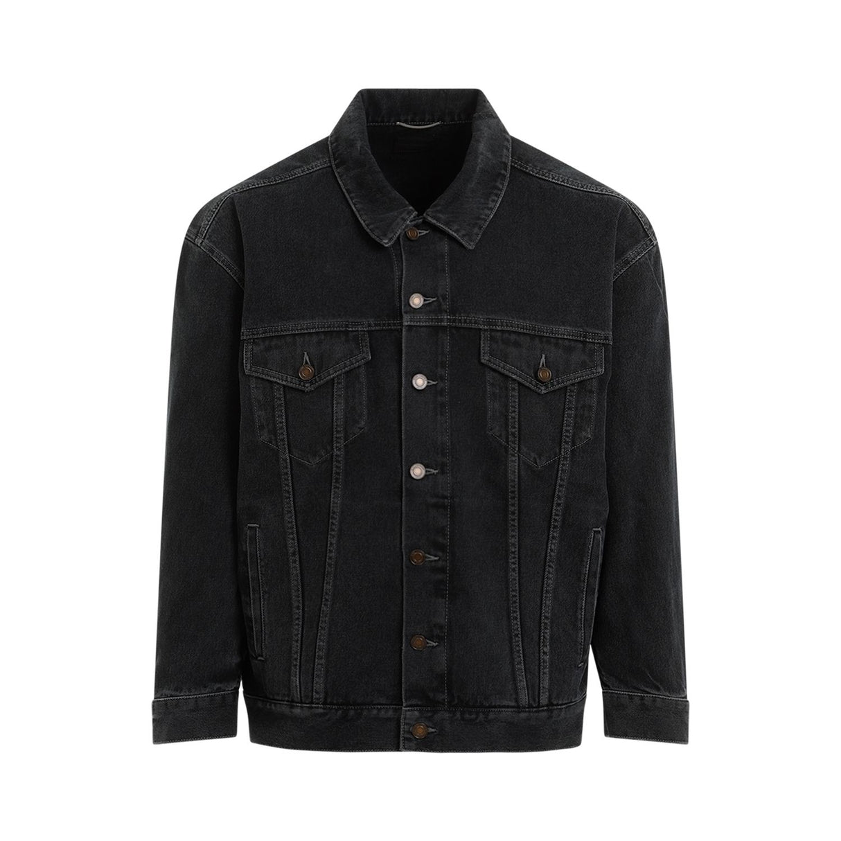 SAINT LAURENT Men's Black Egg Shaped Denim Jacket for SS24