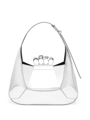 ALEXANDER MCQUEEN Stunning Jewel-Embellished Silver Hobo Handbag for Women