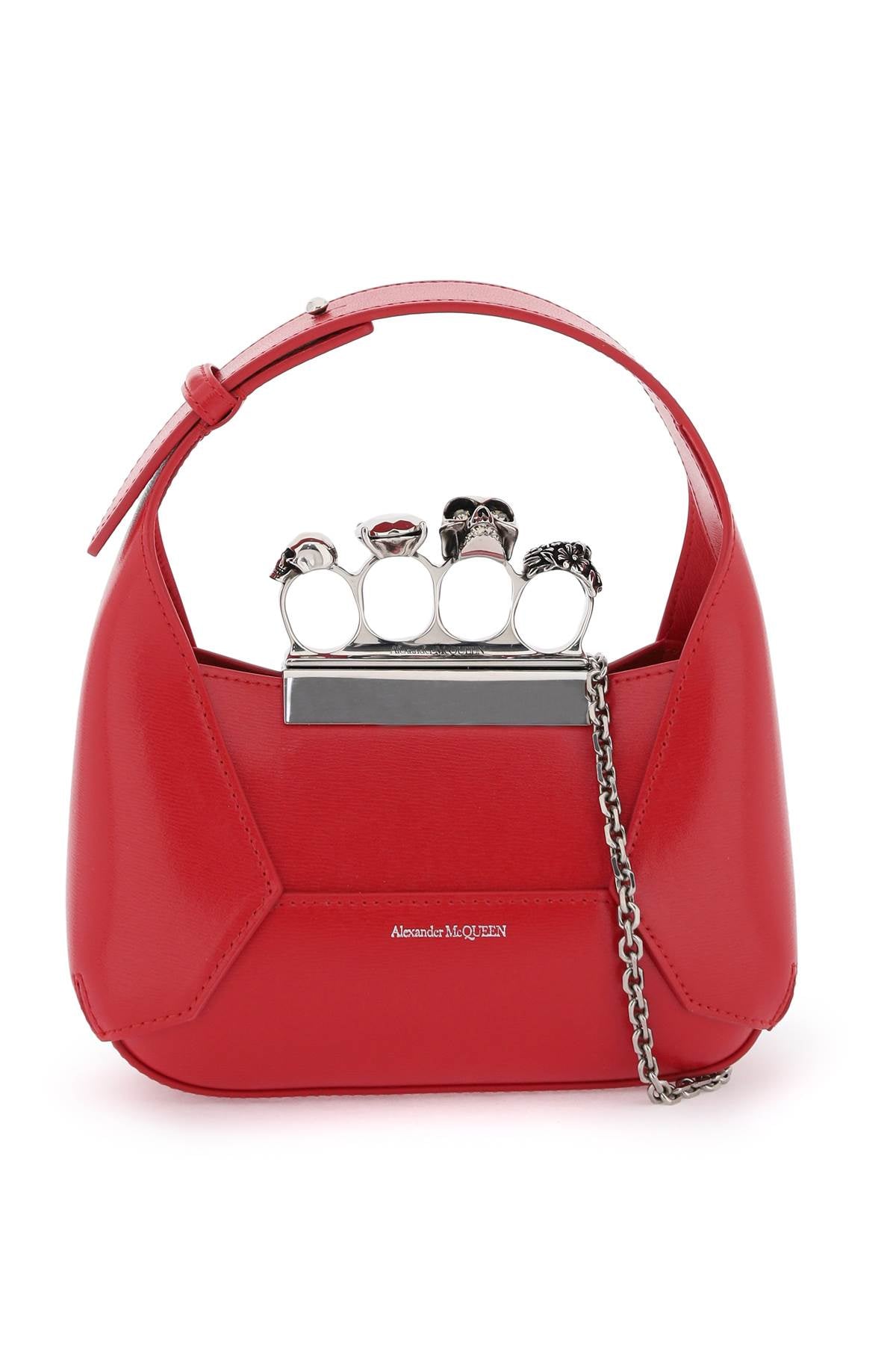 Túi xách da nữ màu đỏ phong cách hiện đại, sử dụng vòng Swarovski - Hãng Alexander McQueen