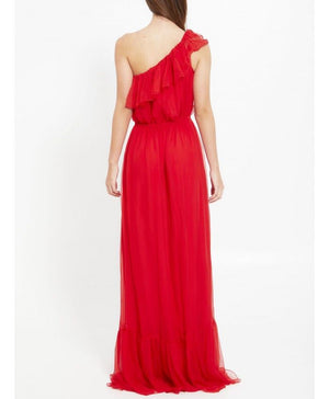 GUCCI Red One-Shoulder Chiffon Dress for Women - SS23 Collection