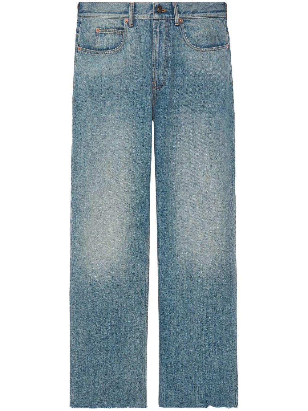 GUCCI Light Blue Cotton Men's Baggy Pants for SS23