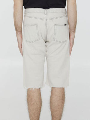 SAINT LAURENT Light Grey Denim Bermuda Shorts for Men