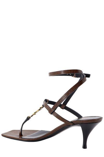 SAINT LAURENT Cassandra Snake Embossed Leather High-Heeled Sandals - 7cm