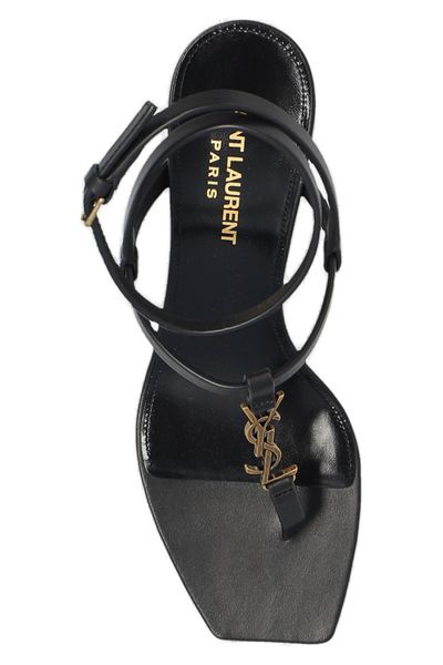 SAINT LAURENT Chic Raffia Open Toe Sandals - 6CM Stack Heel