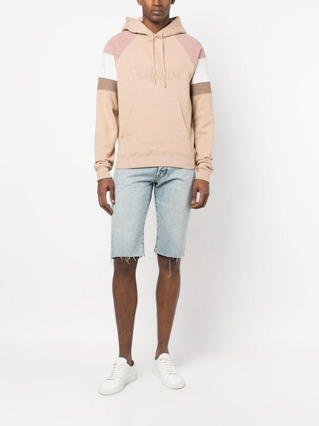 SAINT LAURENT Classic Cotton Hoodie for Men in Nude/Rose Givre/Dirt - FW23