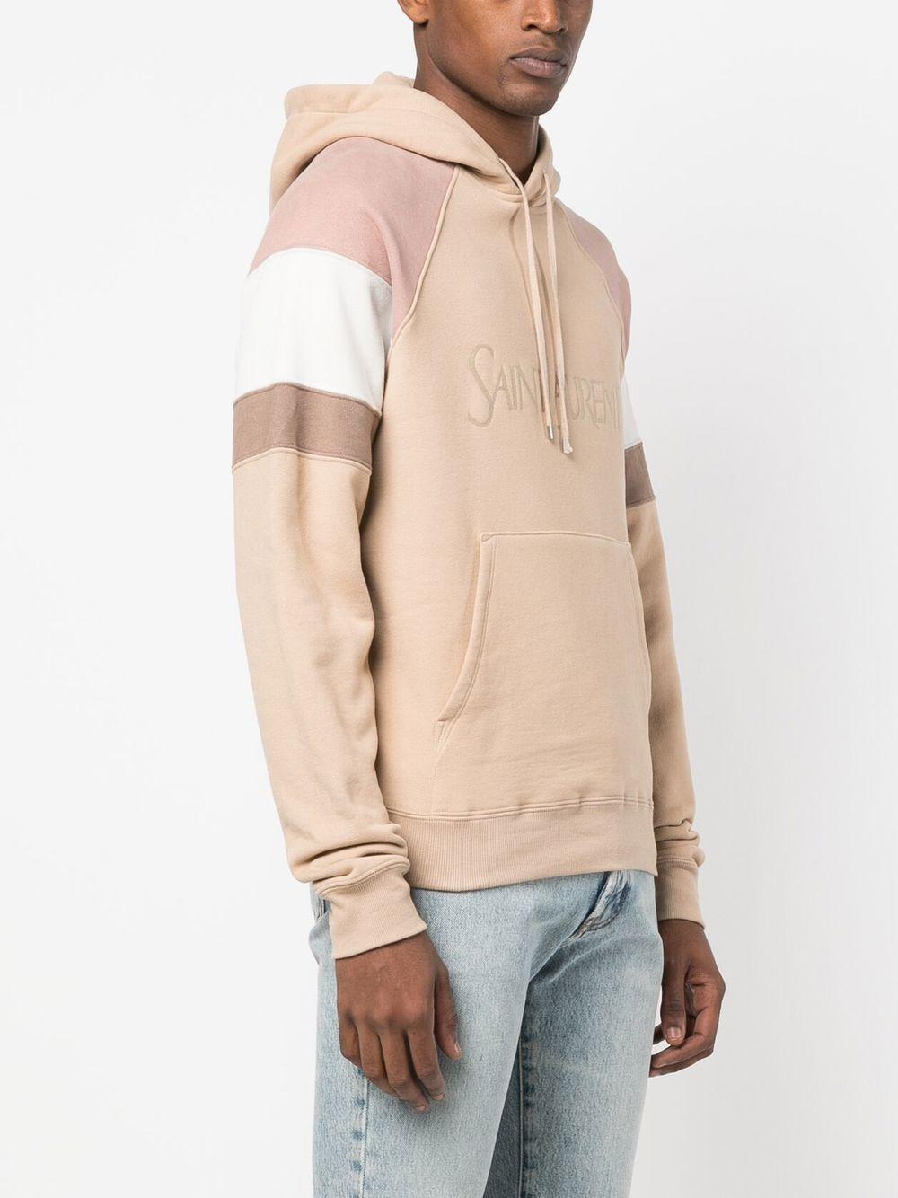 SAINT LAURENT Classic Cotton Hoodie for Men in Nude/Rose Givre/Dirt - FW23