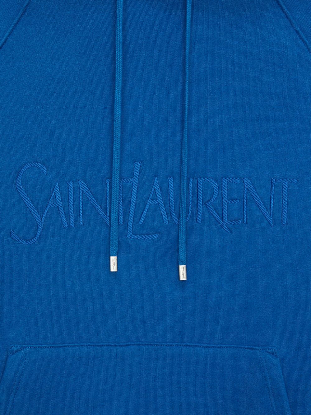 SAINT LAURENT Navy Blue Logo-Embroidered Cotton Hoodie for Men - FW23