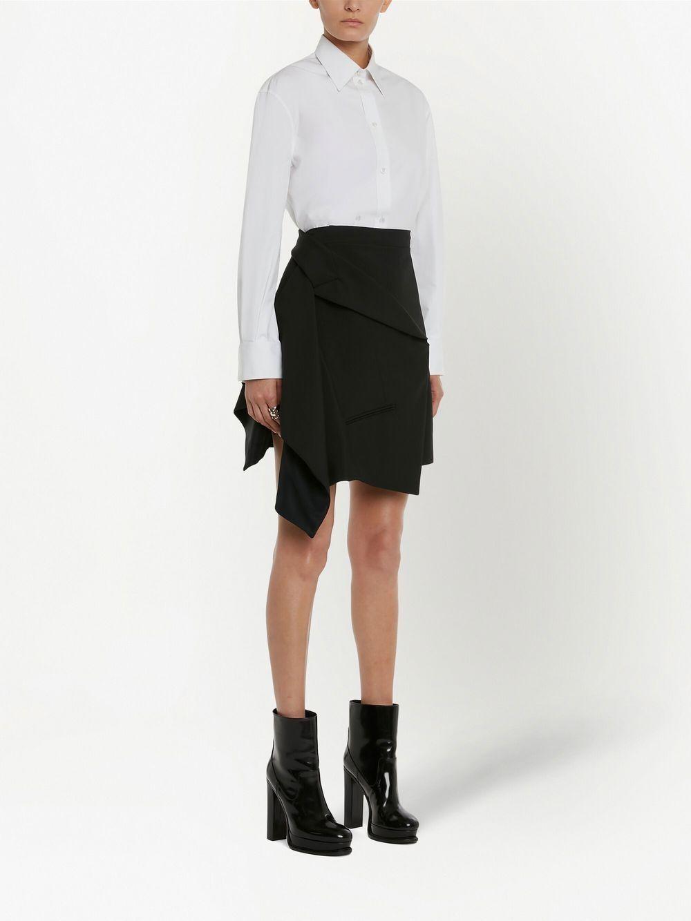 ALEXANDER MCQUEEN Black Draped Mini Skirt for Women - Wool Fabric