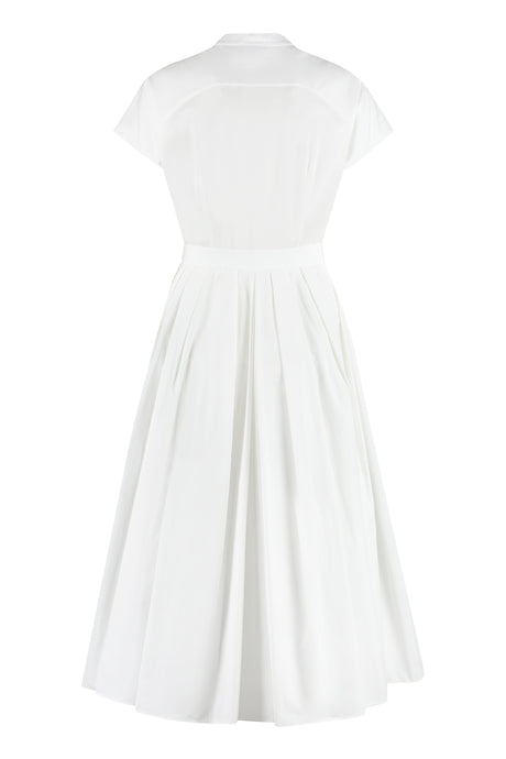 ALEXANDER MCQUEEN White Cotton Midi Dress for Women | SS23 Collection