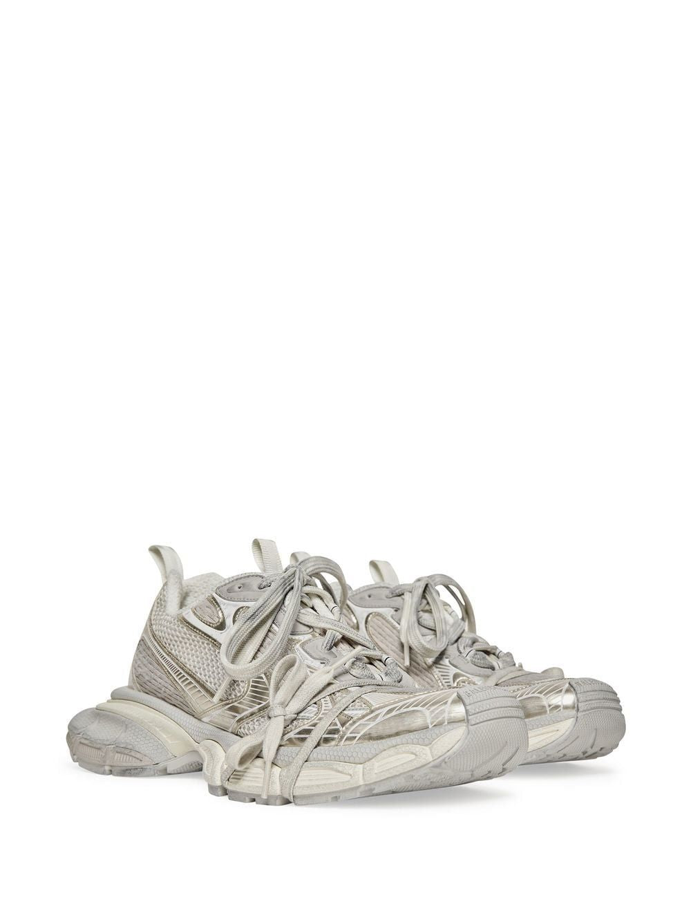 BALENCIAGA 3XL White Mesh Panel Leather Sneakers