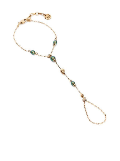 ALEXANDER MCQUEEN Antique Gold Pearl Skull Bracelet for Women