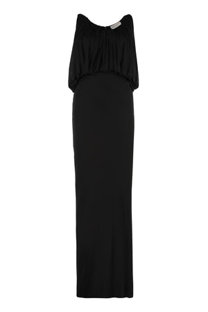 SAINT LAURENT Women's Black Draped T-Shirt Gown for SS23