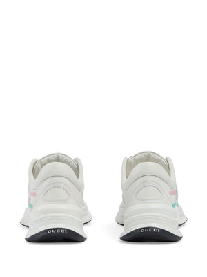 GUCCI Streamlined Fashion Essential: Women's White, Pink, and Green Leather Sneakers