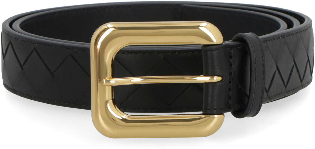 BOTTEGA VENETA Intrecciato Leather Belt for Women - Black