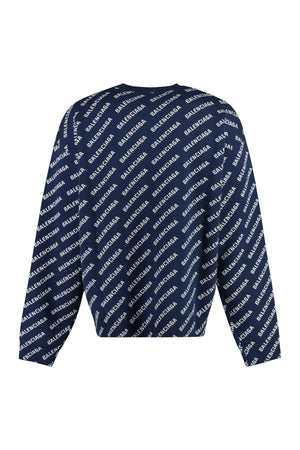 BALENCIAGA Long Sleeve Jacquard Logo Crew-Neck Sweater