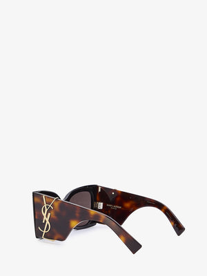 SAINT LAURENT Oversized Black Sunglasses with Green Lenses