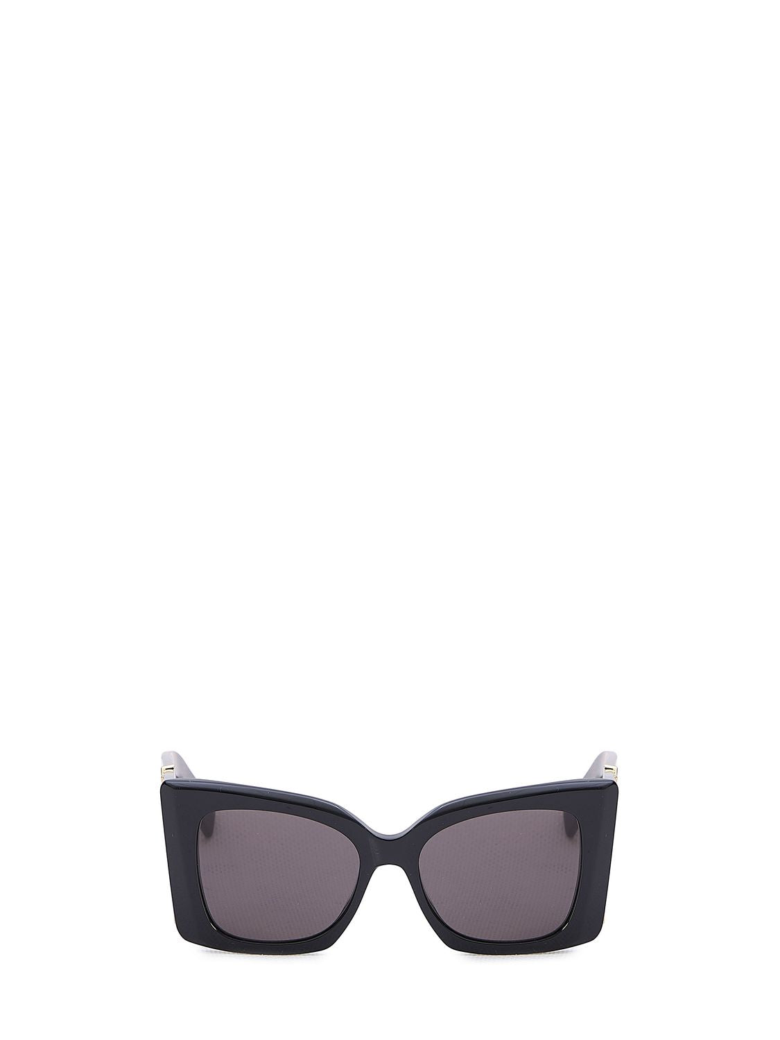 SAINT LAURENT Oversized Black Sunglasses with Green Lenses