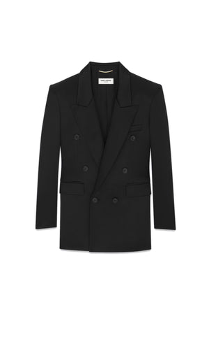 SAINT LAURENT Luxurious Double Breasted Blazer in Sleek Noir for Women