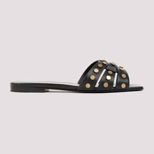 SAINT LAURENT Black Leather Tribute Sandals for Women