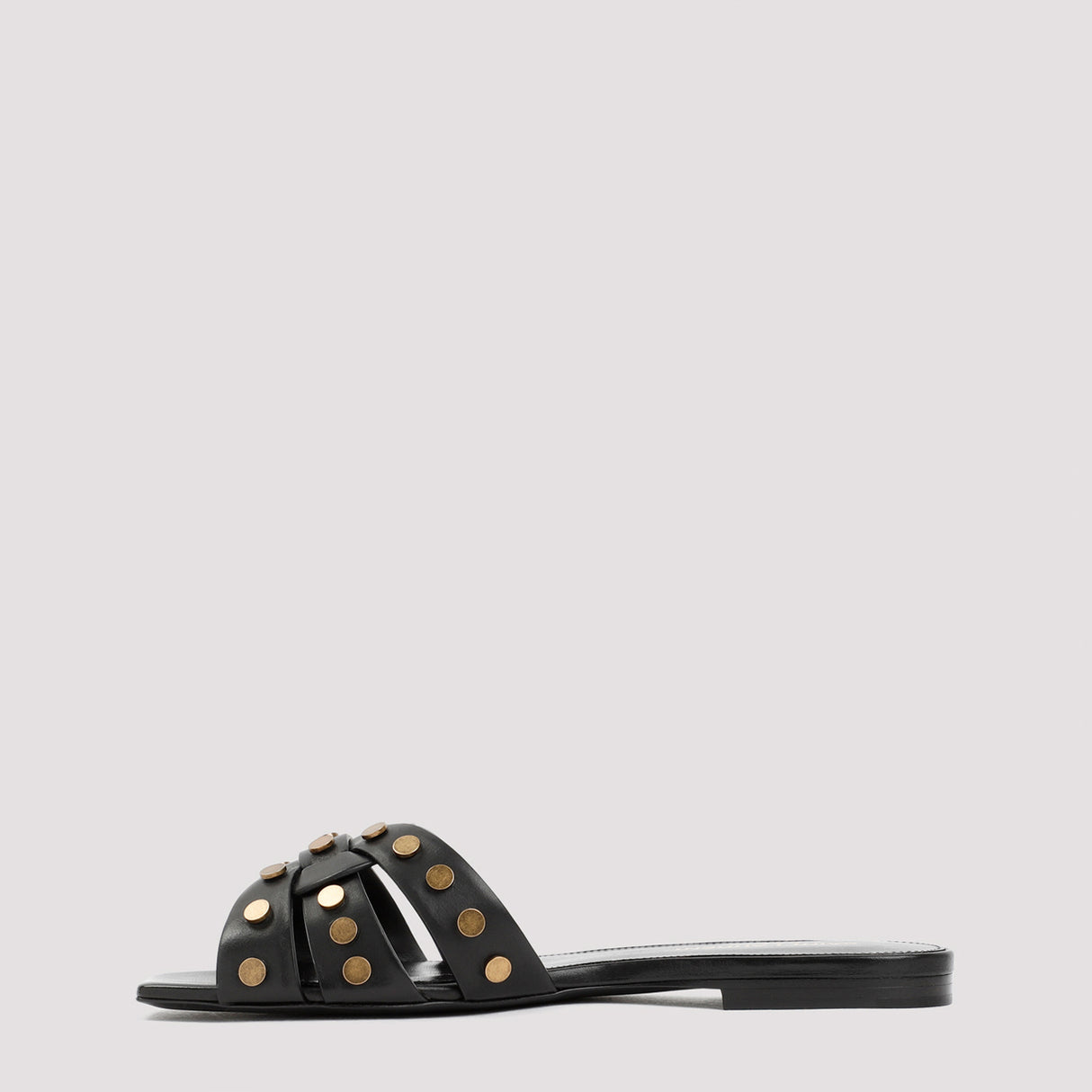 SAINT LAURENT Black Leather Tribute Sandals for Women