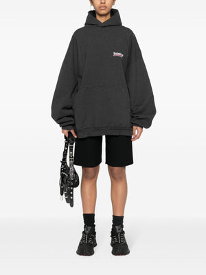 BALENCIAGA Anthracite Grey Political Campaign Cotton Hoodie - 100% Cotton, People and Planet Rated Men's Fashion for SS24