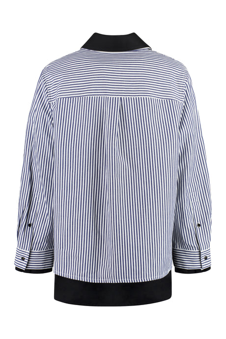 BOTTEGA VENETA Blue Striped Linen-Cotton Blend Shirt for Men