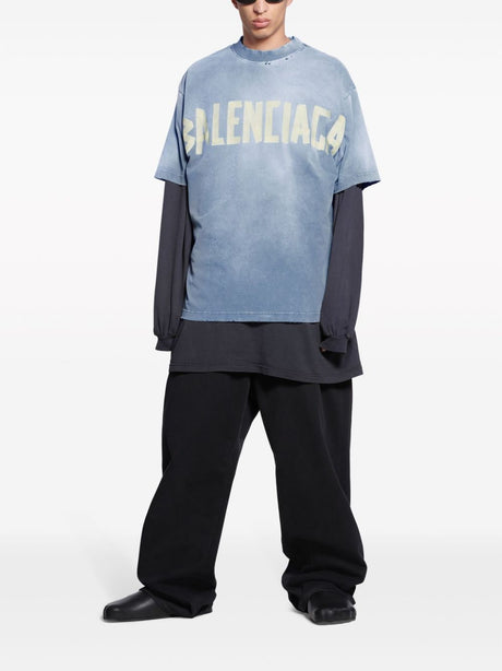 BALENCIAGA Vintage Blue Tape Type T-Shirt for Men - SS24