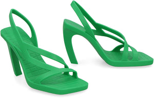 BOTTEGA VENETA Green Cut-Out Detail Rubber Sandals for Women