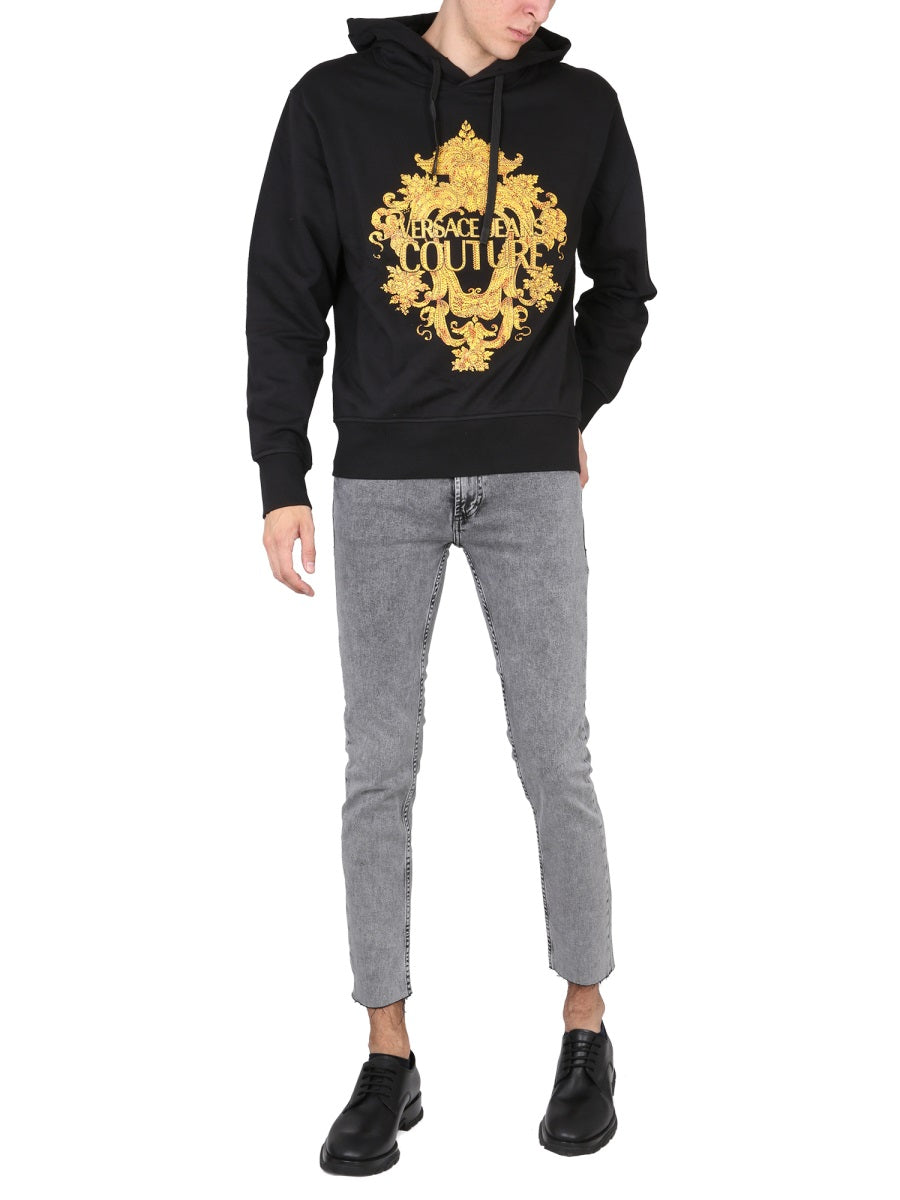 VERSACE JEANS COUTURE Logo Hoodie for Men - Drawstring Style