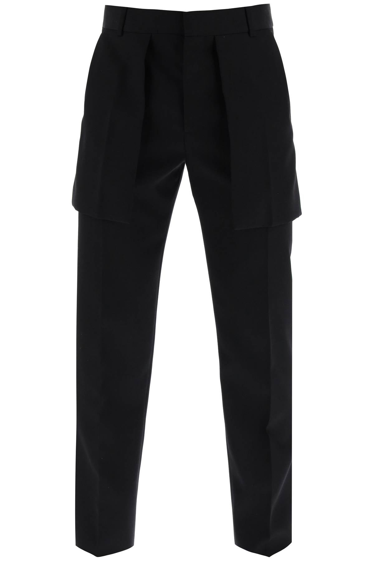 ALEXANDER MCQUEEN Sophisticated Mid-Waisted Tailored Trousers for Men in Classic Khaki