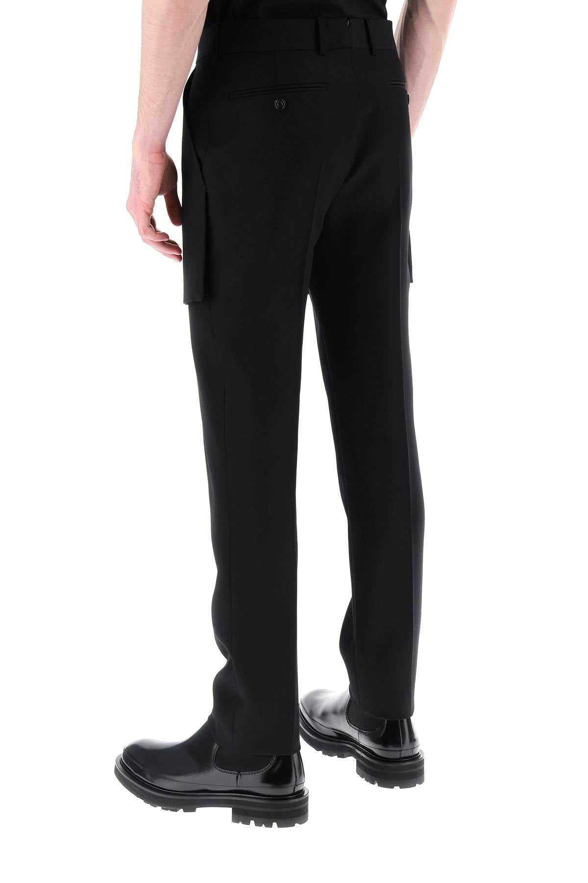 ALEXANDER MCQUEEN Sophisticated Mid-Waisted Tailored Trousers for Men in Classic Khaki