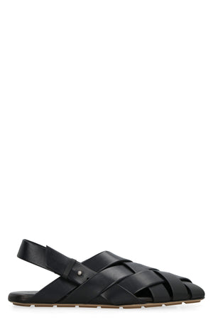 BOTTEGA VENETA Intreccio Motif Leather Slippers with Ankle Strap for Men - Season SS23