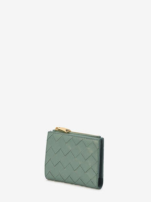 BOTTEGA VENETA Classy Green Leather Bi-Fold Wallet for Women