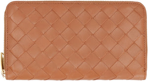 BOTTEGA VENETA Brown Intrecciato Zip-Around Wallet for Women