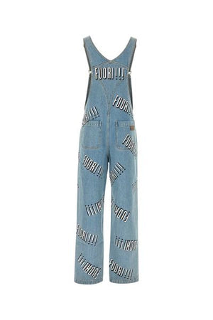GUCCI Men's Blue Printed Denim Dungarees for SS23