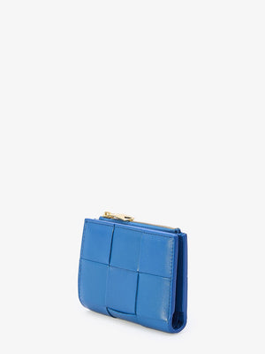 BOTTEGA VENETA Blue Leather Wallet for Women with Intreccio Motif - Small and Stylish