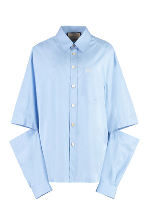 GUCCI Blue Detachable Sleeve Poplin Shirt for Women - FW23 Collection