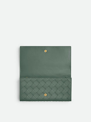 BOTTEGA VENETA Green Intrecciato Wallet - SS24 Collection