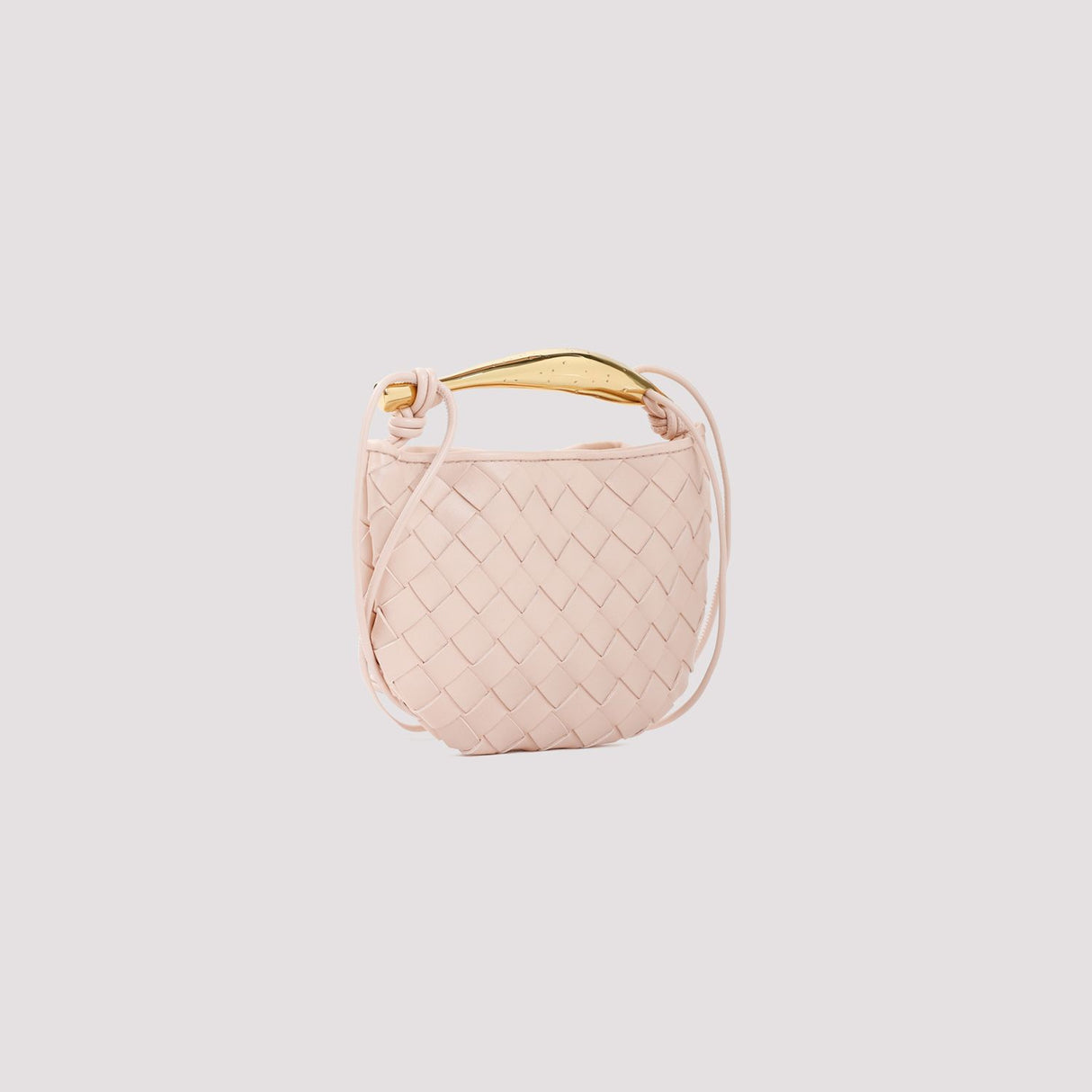 BOTTEGA VENETA Mini Sardine White Lambskin Crossbody with Gold-Tone Handle - 12x20x2.5 cm