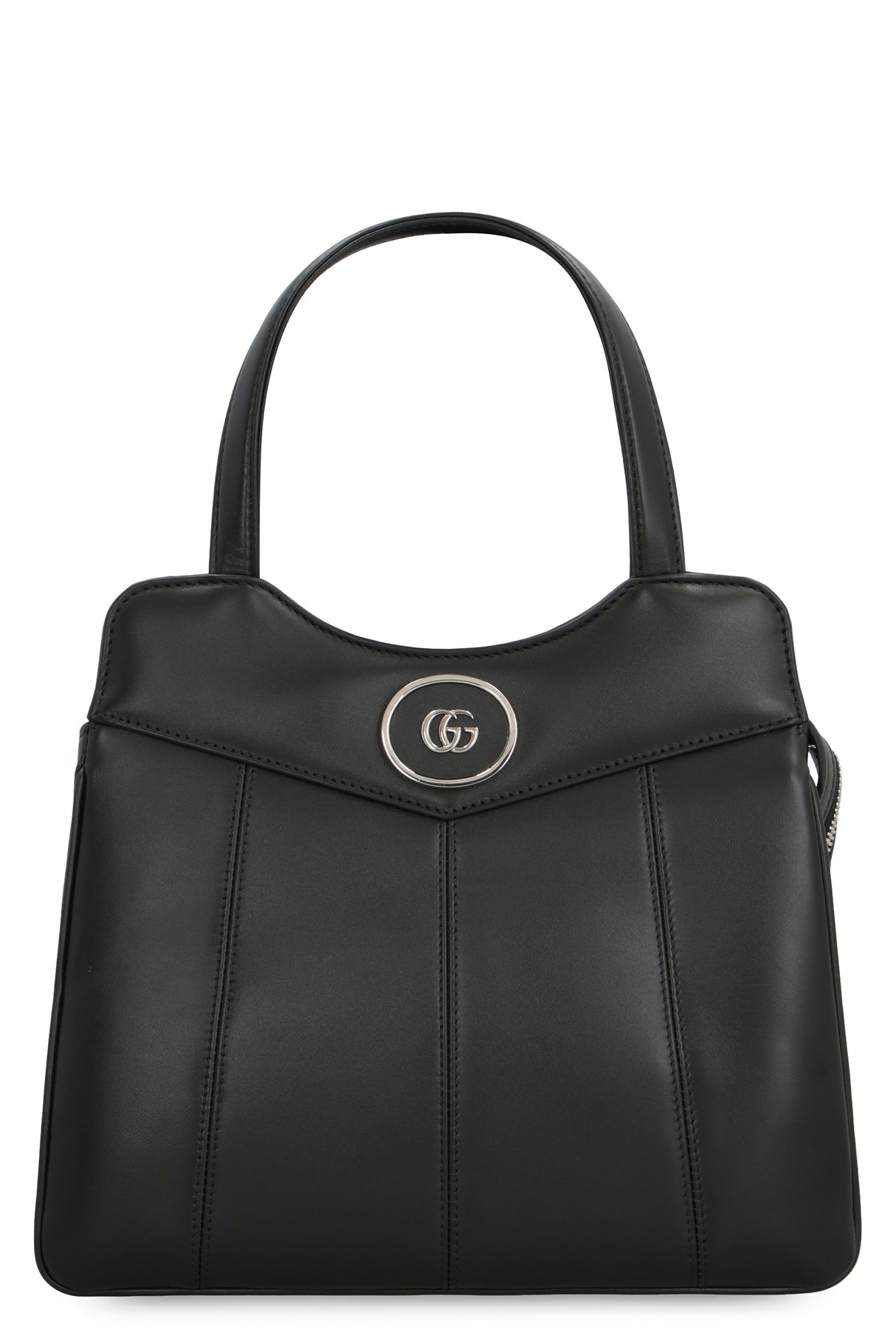 GUCCI Petite Black Leather Mini Shopper with Palladium Accents and Chain Strap, 21x28x6.5 cm