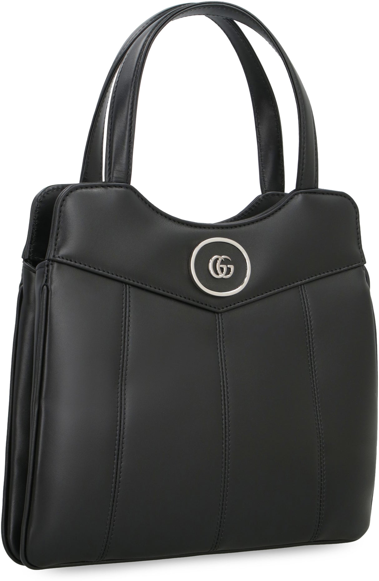 GUCCI Petite Black Leather Mini Shopper with Palladium Accents and Chain Strap, 21x28x6.5 cm